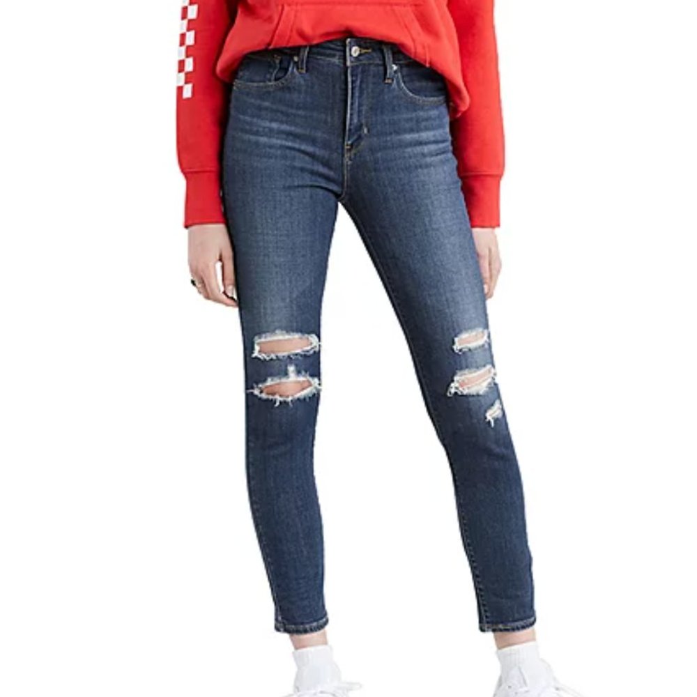 Levi's 721 High Rise Ankle Skinny Distressed Jeans - Size 27